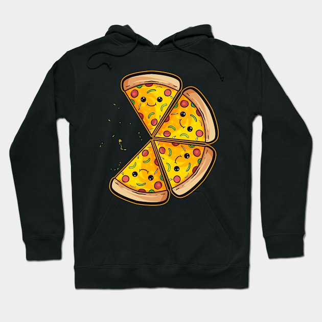 Happy Kawaii Slice I Love Pizza Hoodie by SinBle